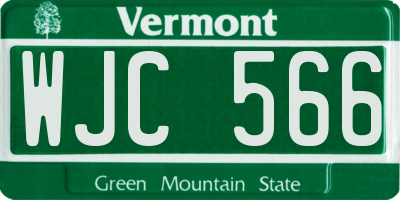 VT license plate WJC566