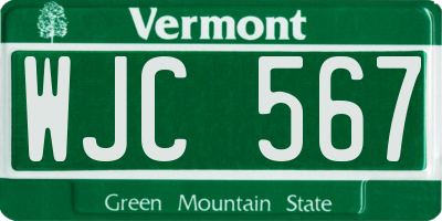 VT license plate WJC567