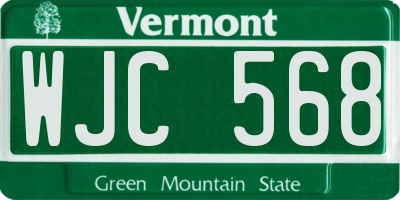 VT license plate WJC568