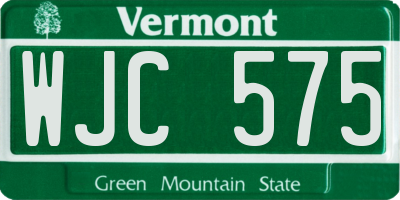 VT license plate WJC575