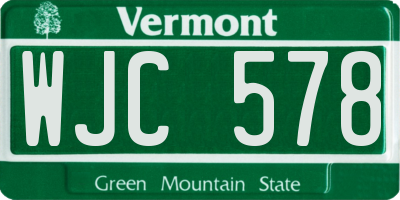 VT license plate WJC578