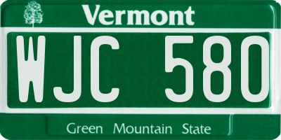 VT license plate WJC580