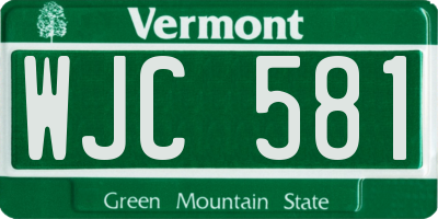 VT license plate WJC581