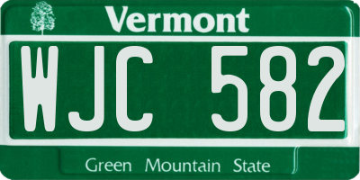 VT license plate WJC582