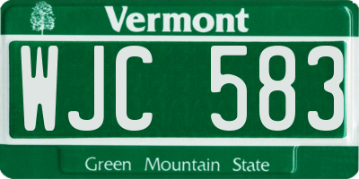 VT license plate WJC583