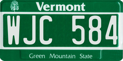 VT license plate WJC584