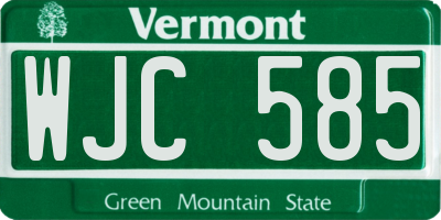 VT license plate WJC585