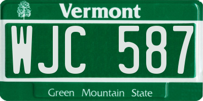 VT license plate WJC587