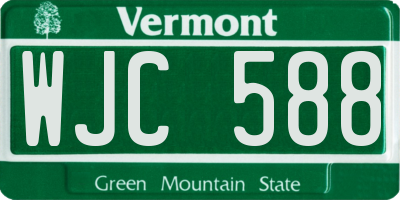 VT license plate WJC588