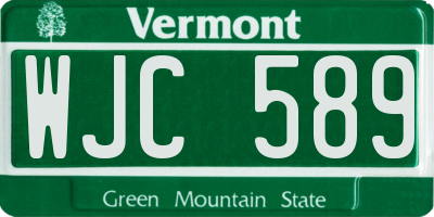 VT license plate WJC589