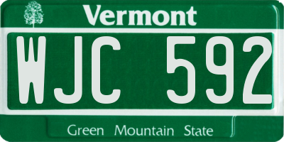 VT license plate WJC592