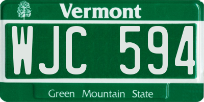 VT license plate WJC594