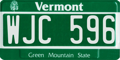 VT license plate WJC596