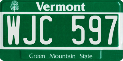 VT license plate WJC597