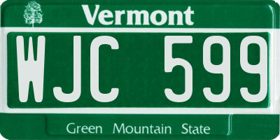 VT license plate WJC599