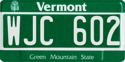 VT license plate WJC602