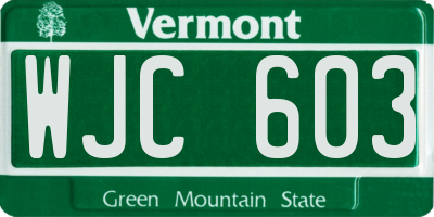 VT license plate WJC603
