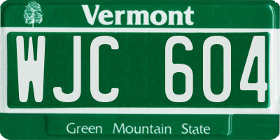 VT license plate WJC604