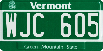 VT license plate WJC605