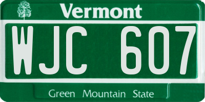 VT license plate WJC607