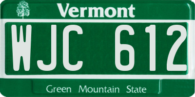 VT license plate WJC612