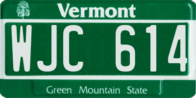 VT license plate WJC614