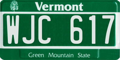 VT license plate WJC617