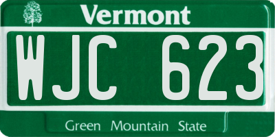 VT license plate WJC623
