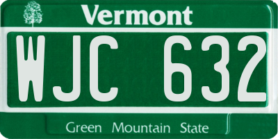VT license plate WJC632