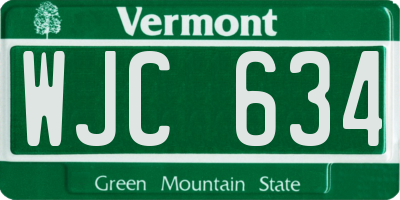 VT license plate WJC634