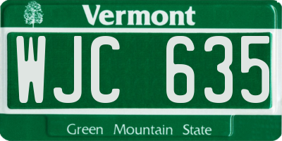 VT license plate WJC635