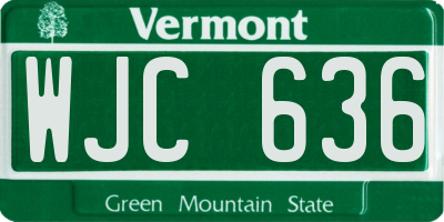 VT license plate WJC636