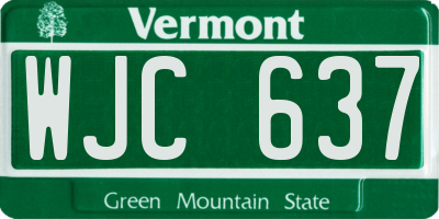 VT license plate WJC637
