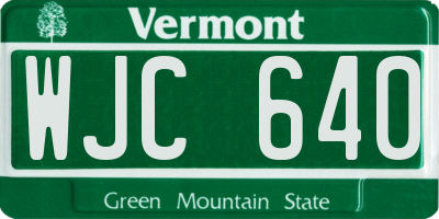VT license plate WJC640