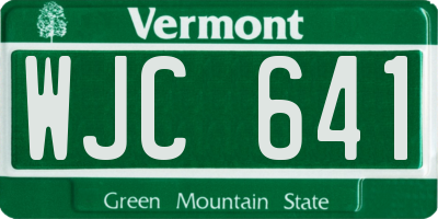 VT license plate WJC641