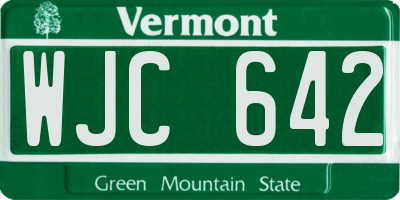 VT license plate WJC642