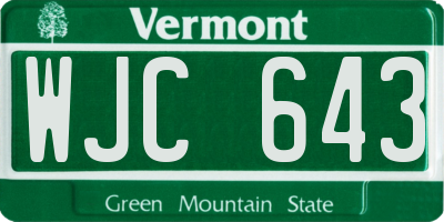 VT license plate WJC643