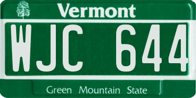 VT license plate WJC644