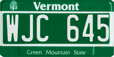 VT license plate WJC645