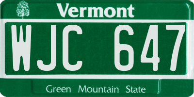VT license plate WJC647