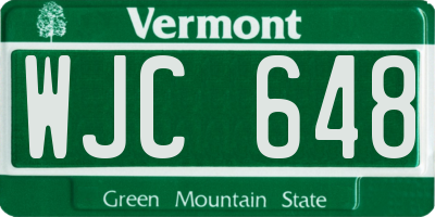 VT license plate WJC648