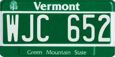 VT license plate WJC652