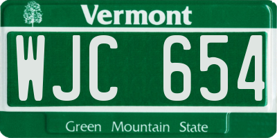 VT license plate WJC654