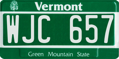 VT license plate WJC657