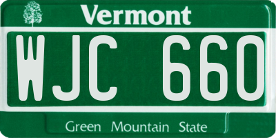 VT license plate WJC660