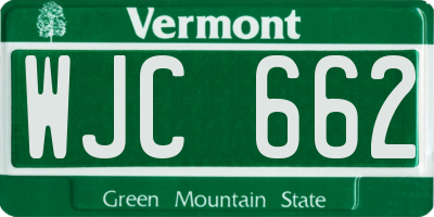 VT license plate WJC662