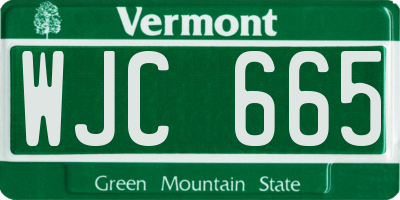 VT license plate WJC665