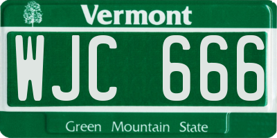 VT license plate WJC666