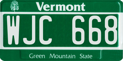 VT license plate WJC668