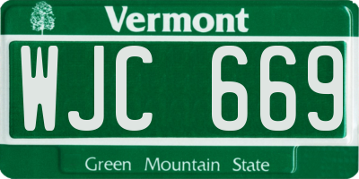 VT license plate WJC669